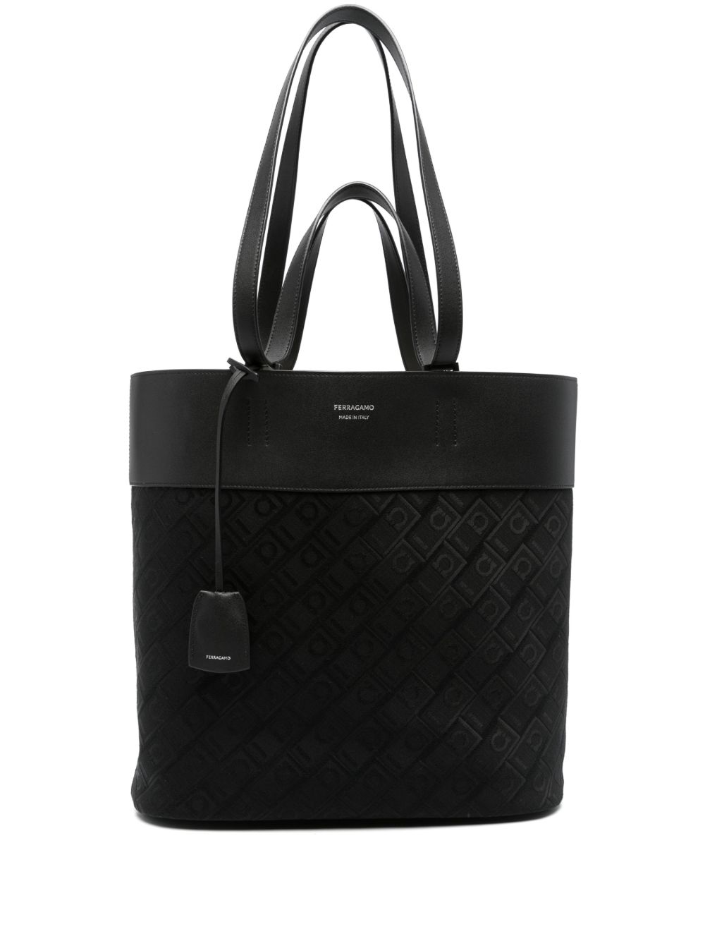Ferragamo Gancini 图案托特包 - 黑色