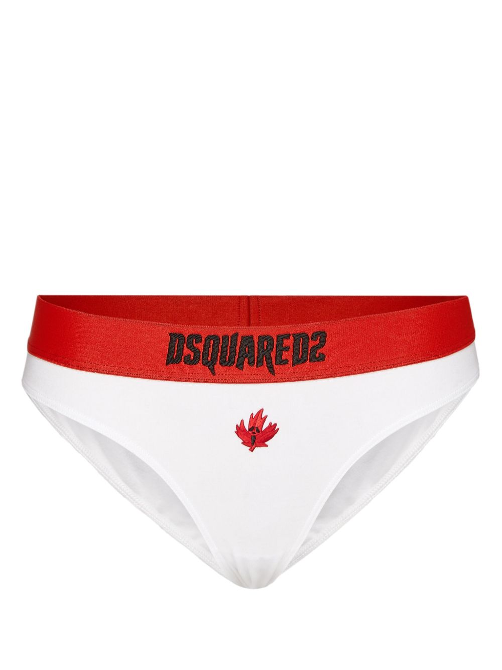 DSQUARED2 枫叶刺绣三角内裤 - 白色
