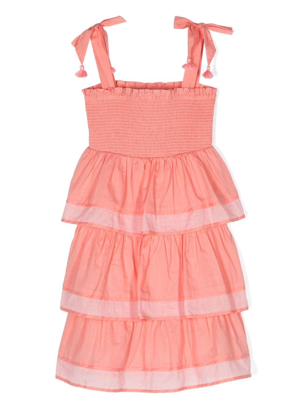 ZIMMERMANN Kids Tiggy 抽褶分层式超长连衣裙 - 粉色