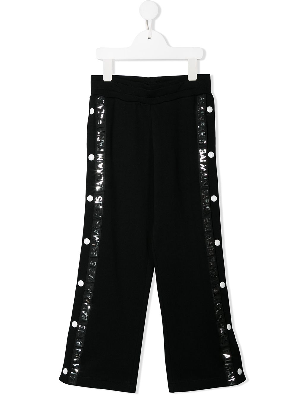 Balmain Kids 巴尔曼 纽扣细节运动裤 - 黑色