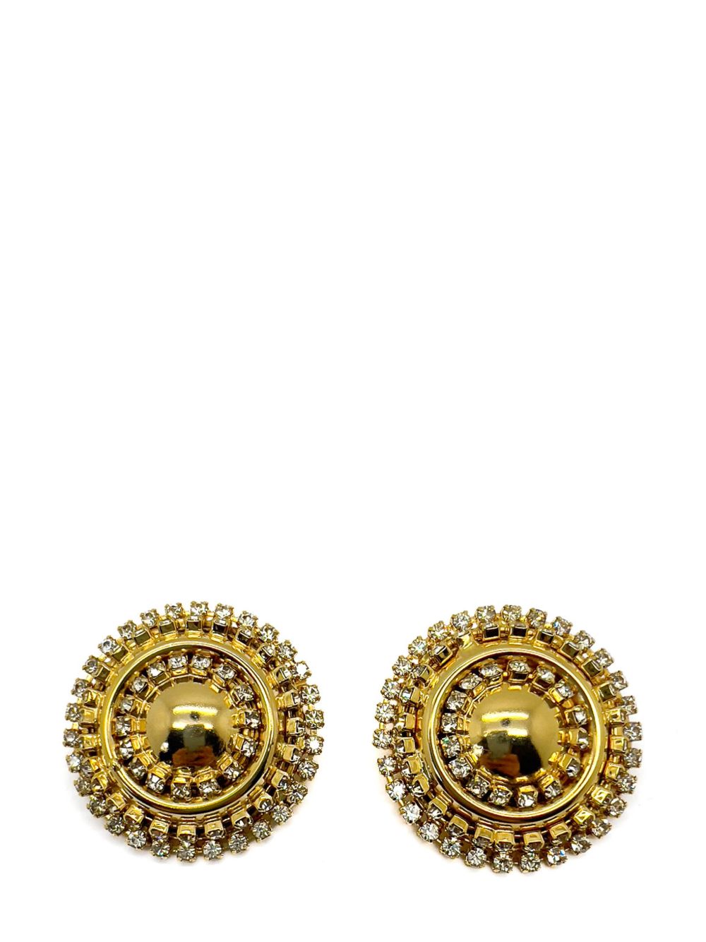 Jennifer Gibson Jewellery Vintage Gold &amp; Crystal Statement Bullseye Earrings 1980s - 金色