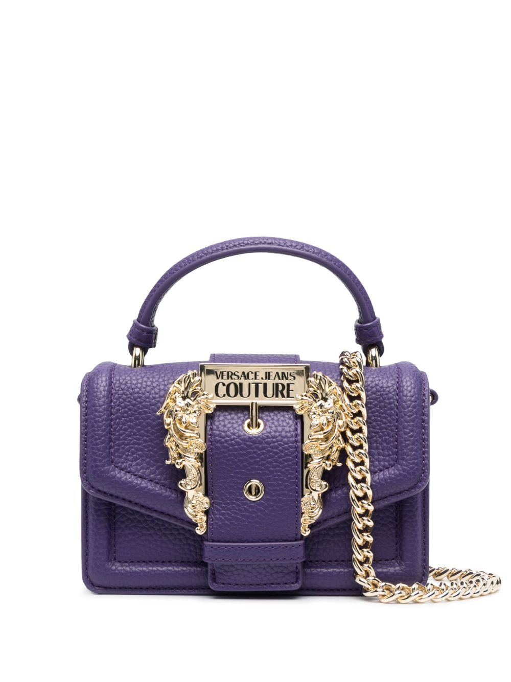 Versace Jeans Couture logo扣环人造皮革手提包 - 紫色