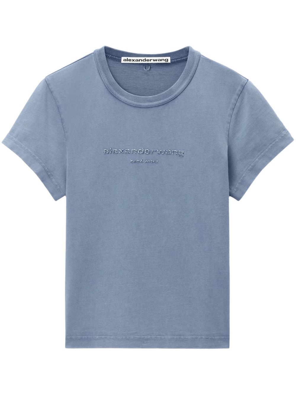 Alexander Wang logo贴花紧身T恤 - 蓝色