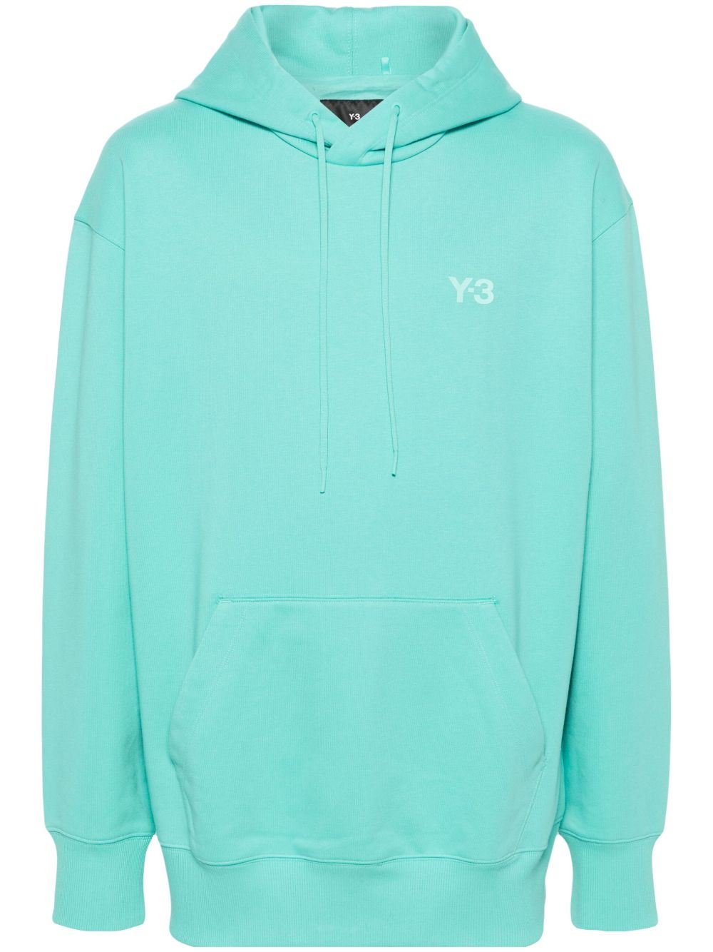 Y-3 logo印花平纹针织连帽衫 - 蓝色