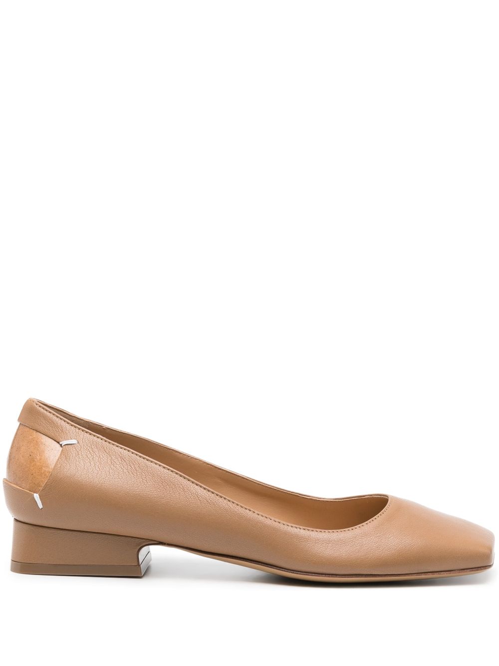 Maison Margiela 四缝线皮质芭蕾平底鞋 - 褐色