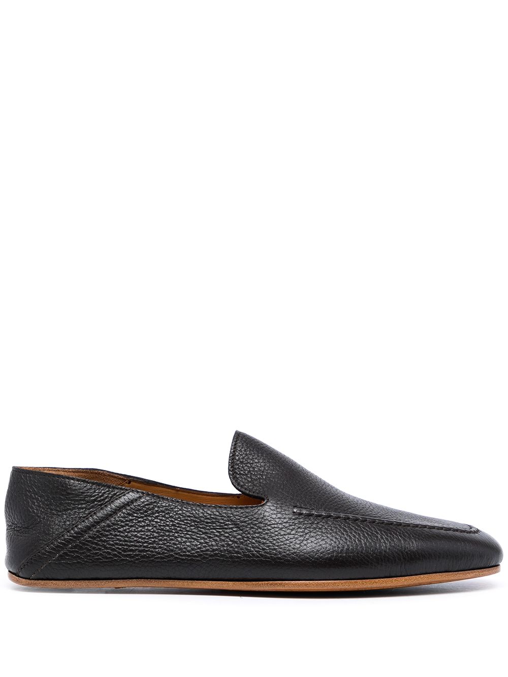 Magnanni 杏仁形鞋头皮质乐福鞋 - 黑色