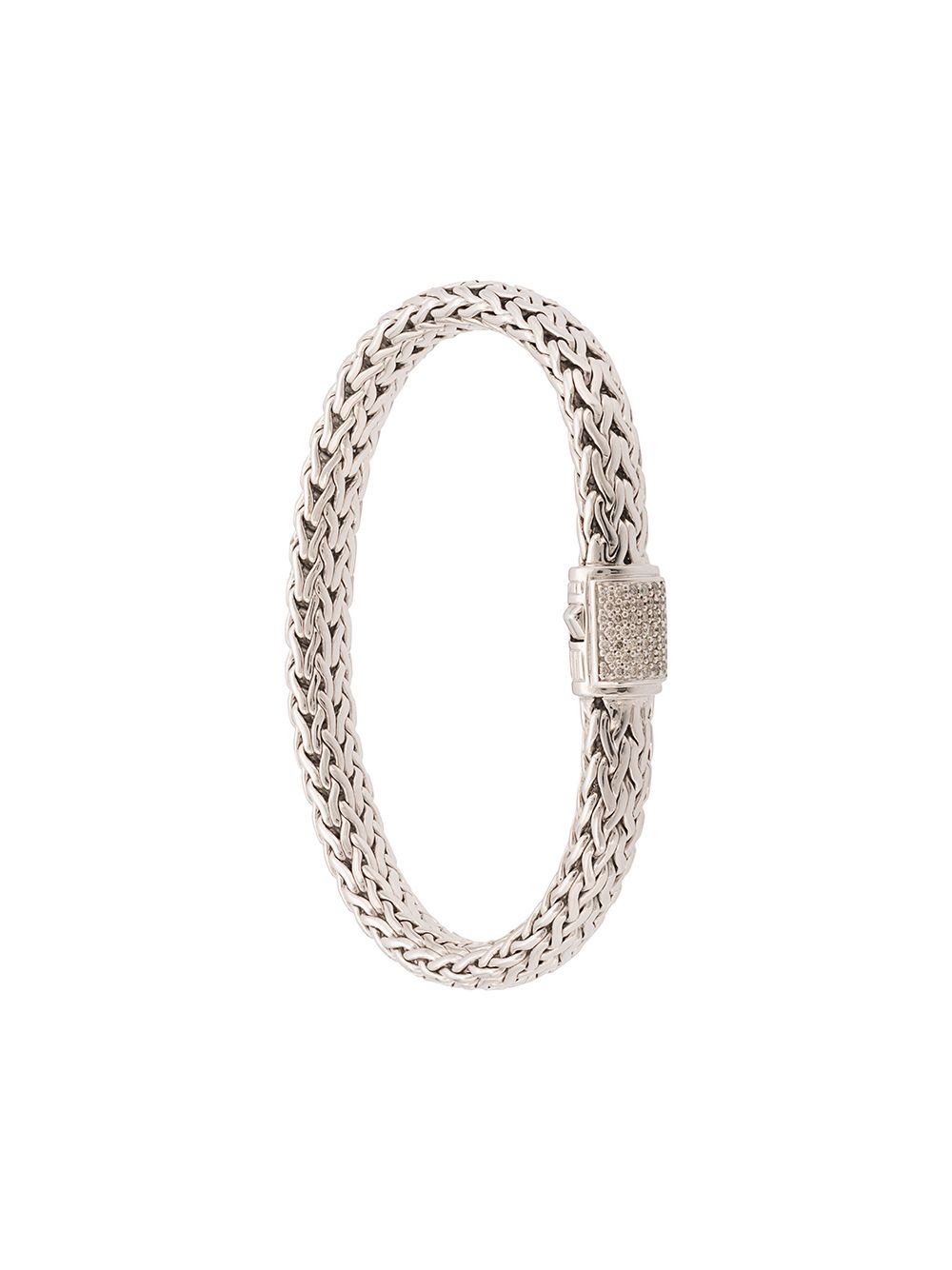John Hardy Classic Chain 7.5毫米密镶钻石手链 - 银色