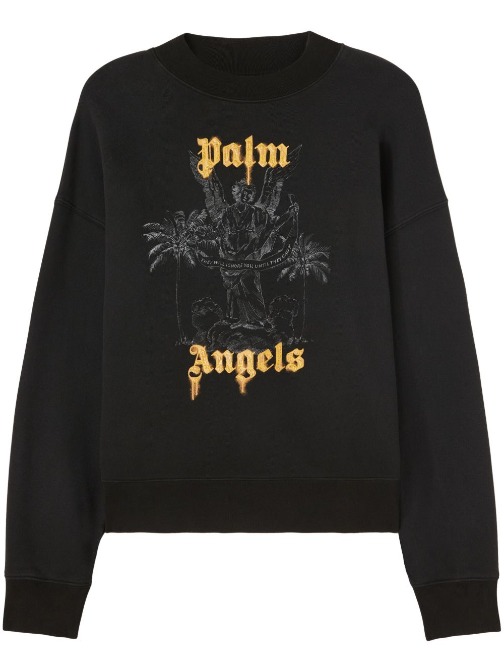 Palm Angels logo印花棉卫衣 - 黑色