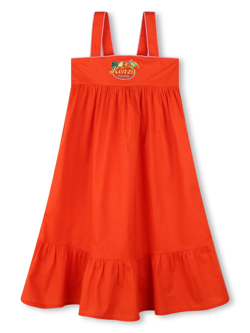 Kenzo Kids logo贴花伞形连衣裙 - 橘色