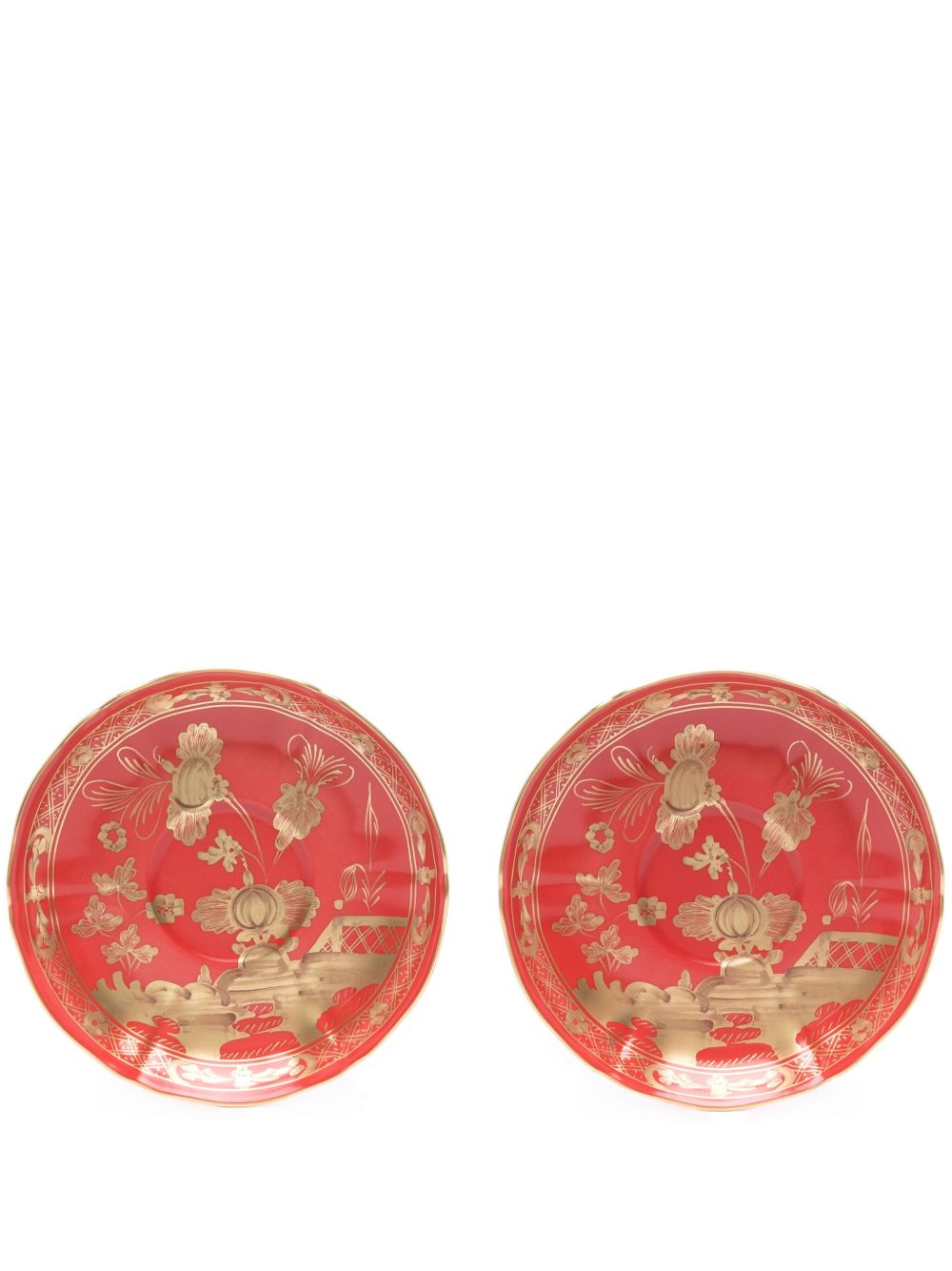 GINORI 1735 Oriente Italiano Rubrum 陶瓷盘（两件装） - 红色