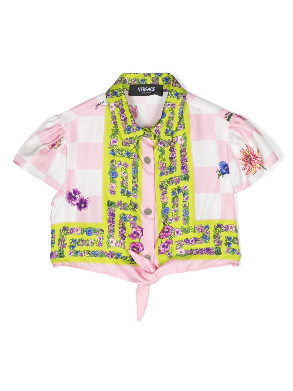 Versace Kids Blossom 真丝衬衫 - 粉色