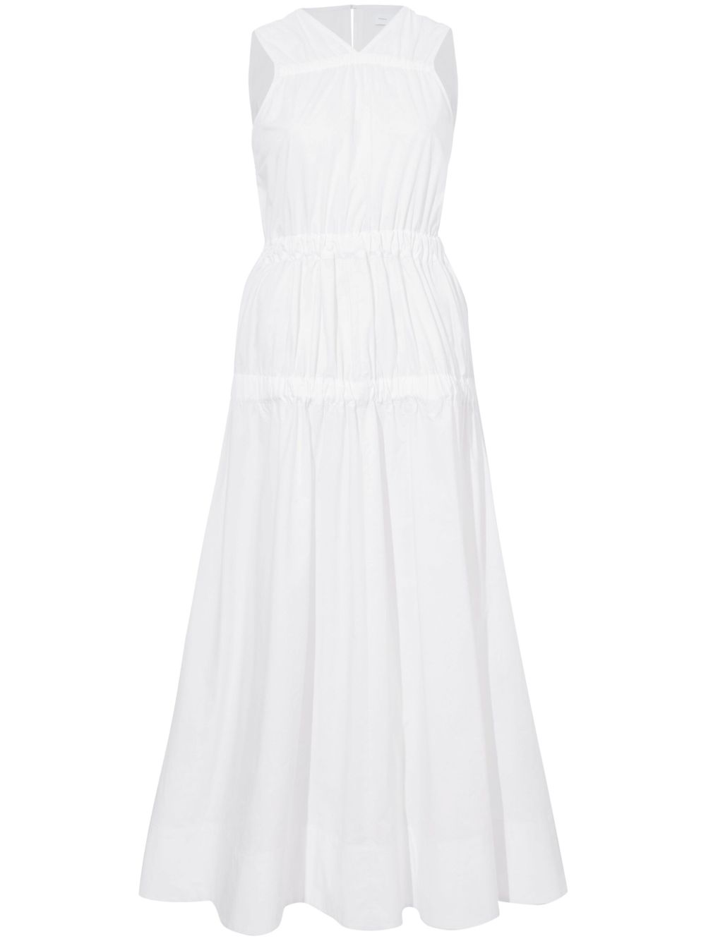 Proenza Schouler White Label Libby 褶饰细节棉连衣裙 - 白色
