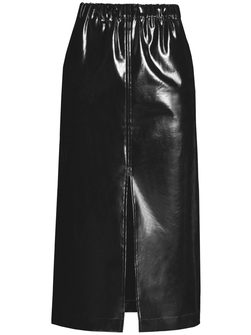 Maison Margiela 四缝线亮面中长半身裙 - 黑色
