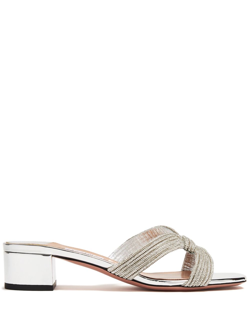 Aquazzura Muse 皮质低跟穆勒鞋 - 银色