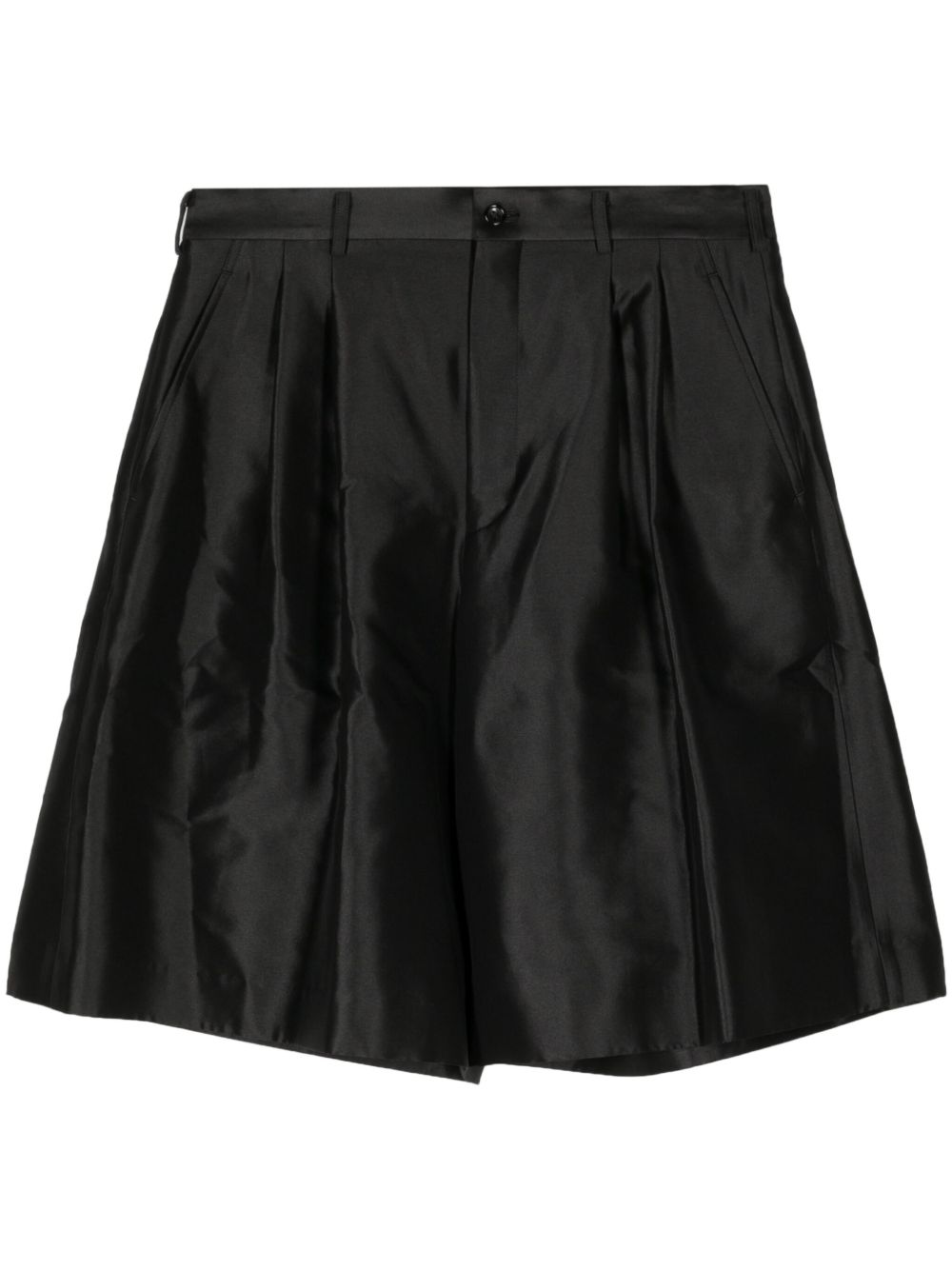 Comme des Garçons Homme Plus 缎面阔腿短裤 - 黑色