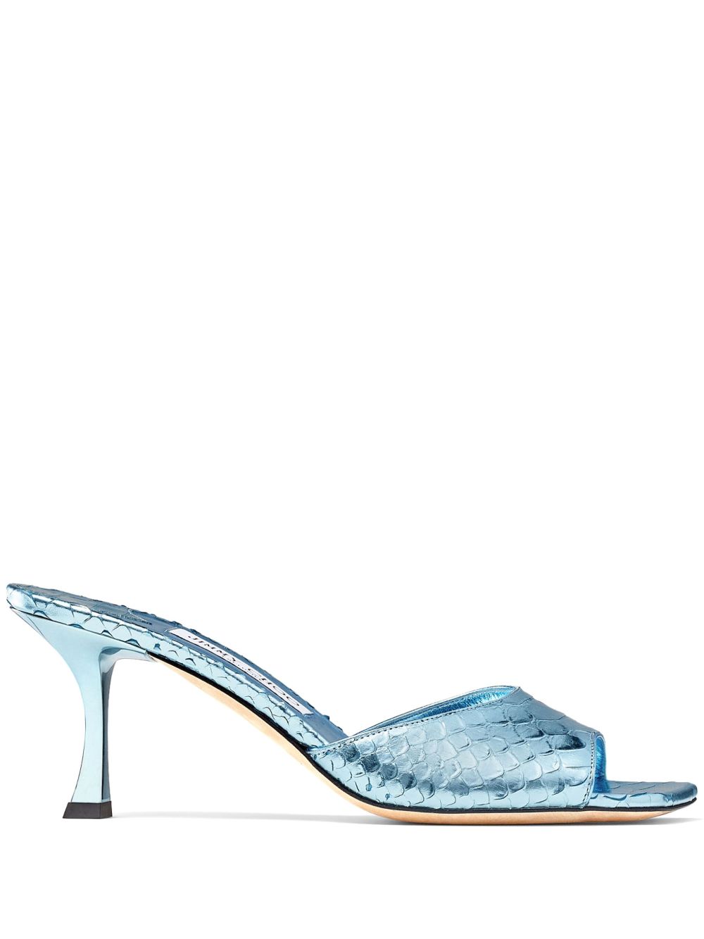 Jimmy Choo Val 金属感皮质中跟穆勒鞋 - 蓝色