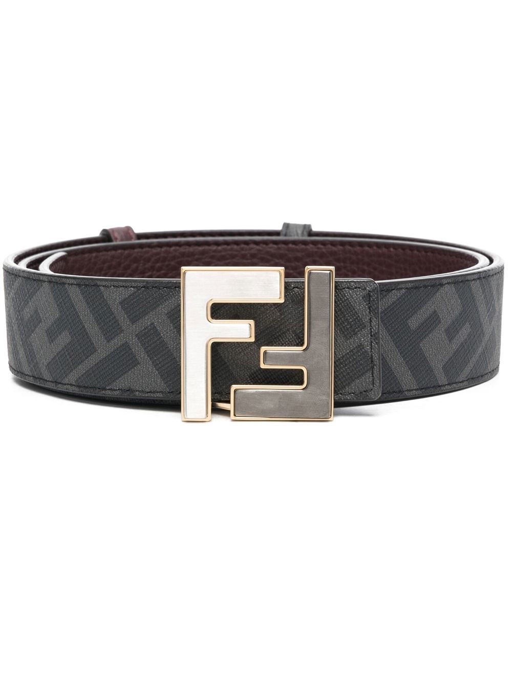 FENDI FF logo标牌皮质腰带 - 黑色