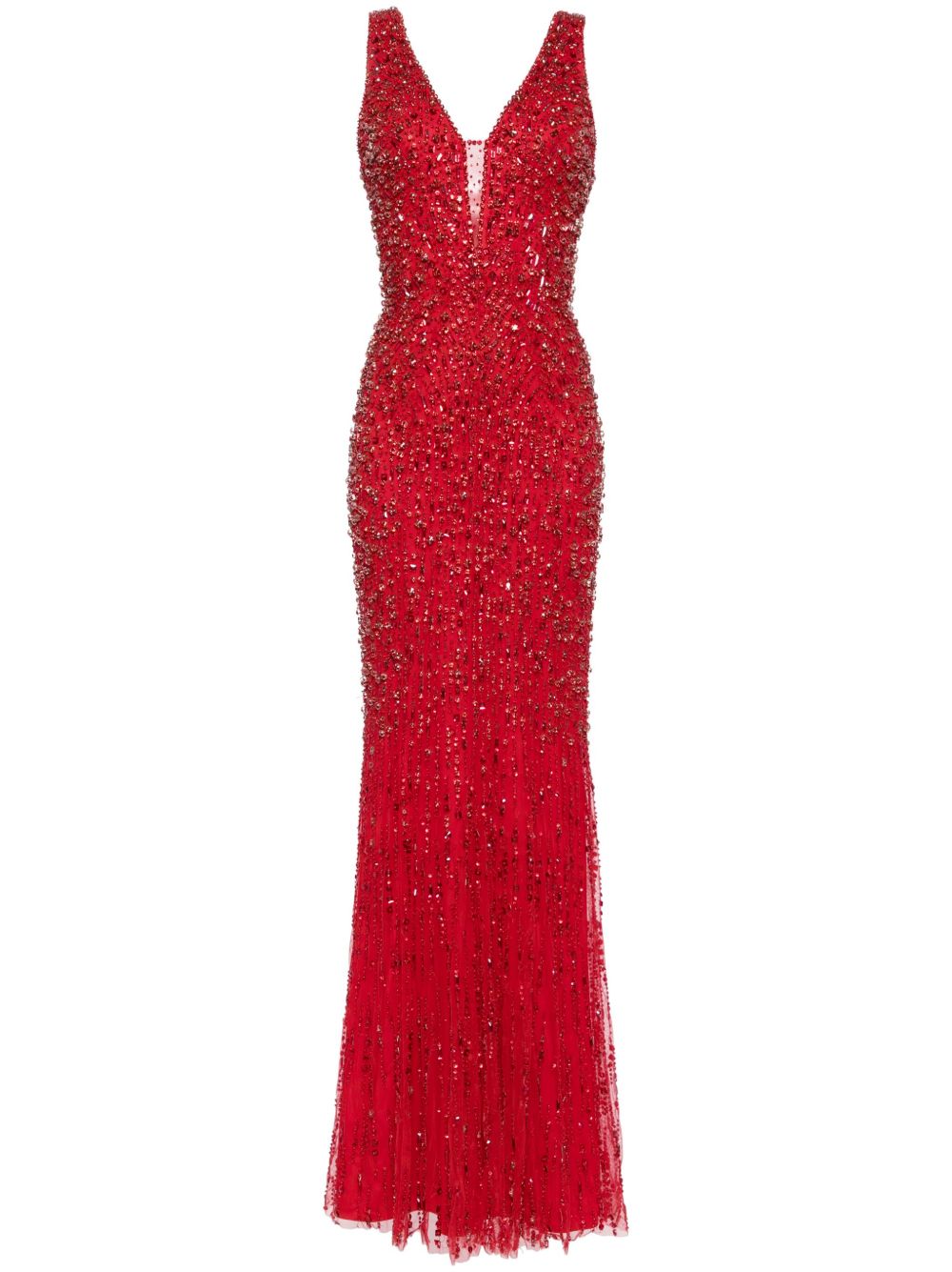 Jenny Packham Libra 晶饰缎面礼服 - 红色