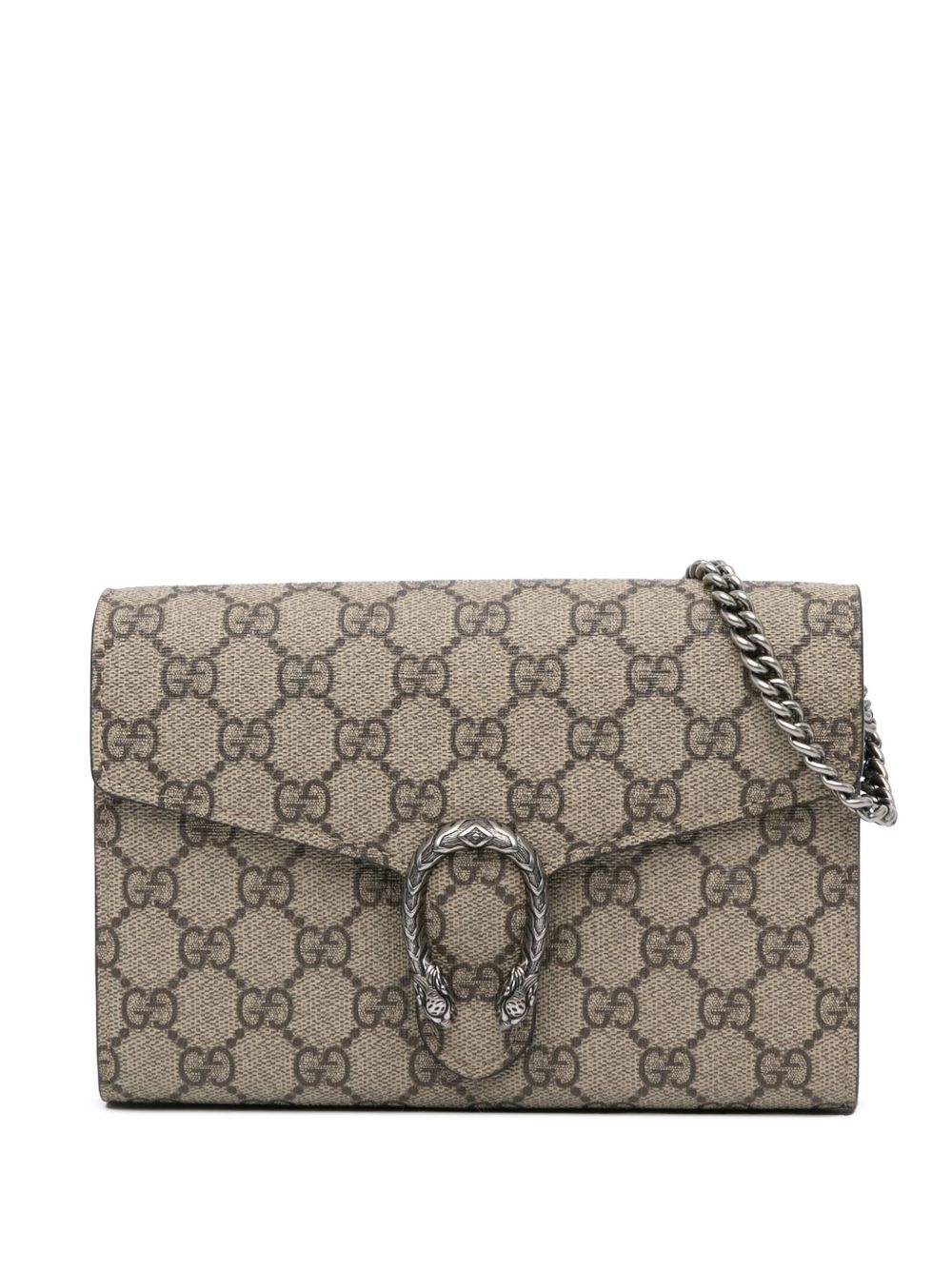 Gucci Pre-Owned GG Supreme Dionysus 斜挎搭链钱包（2015年典藏款） - 褐色