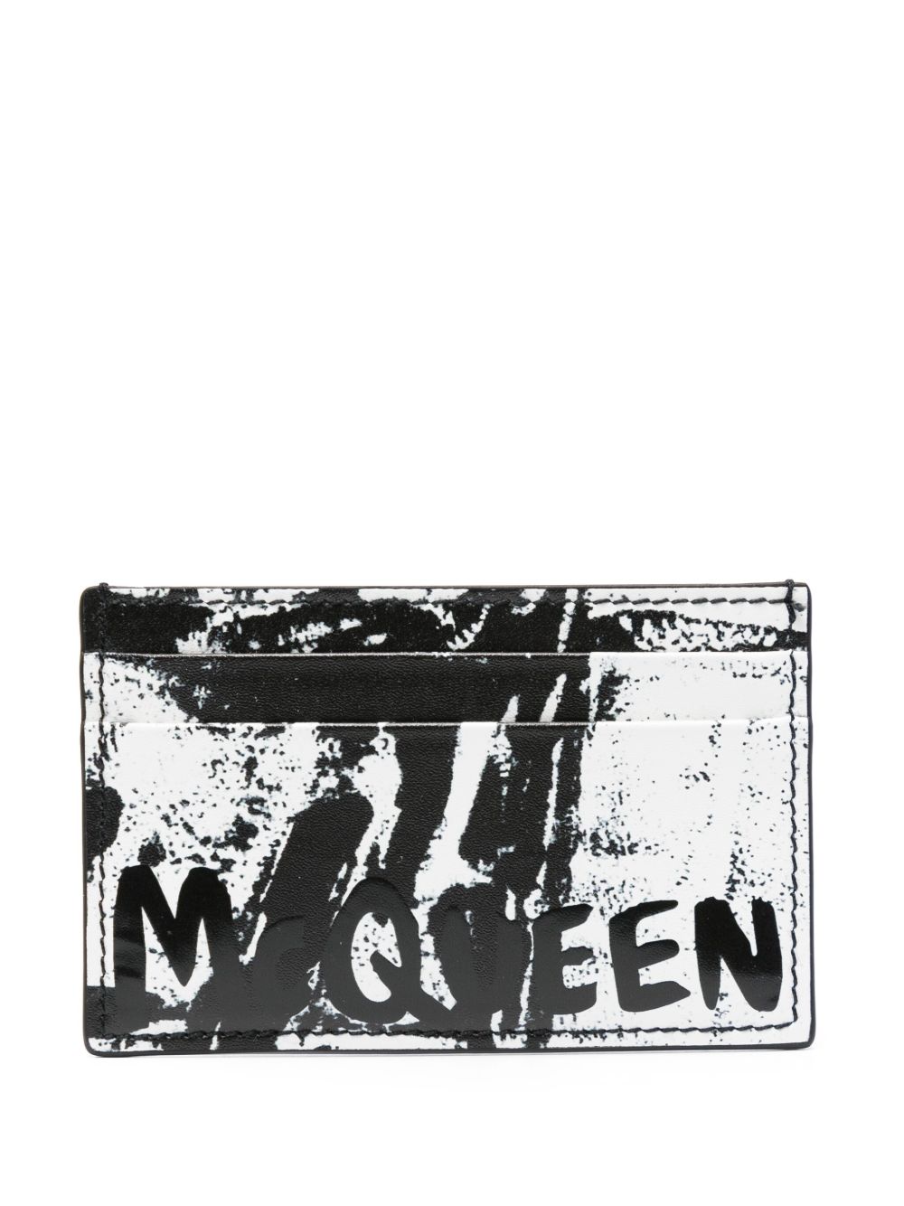Alexander McQueen 涂鸦印花皮质卡夹 - 黑色