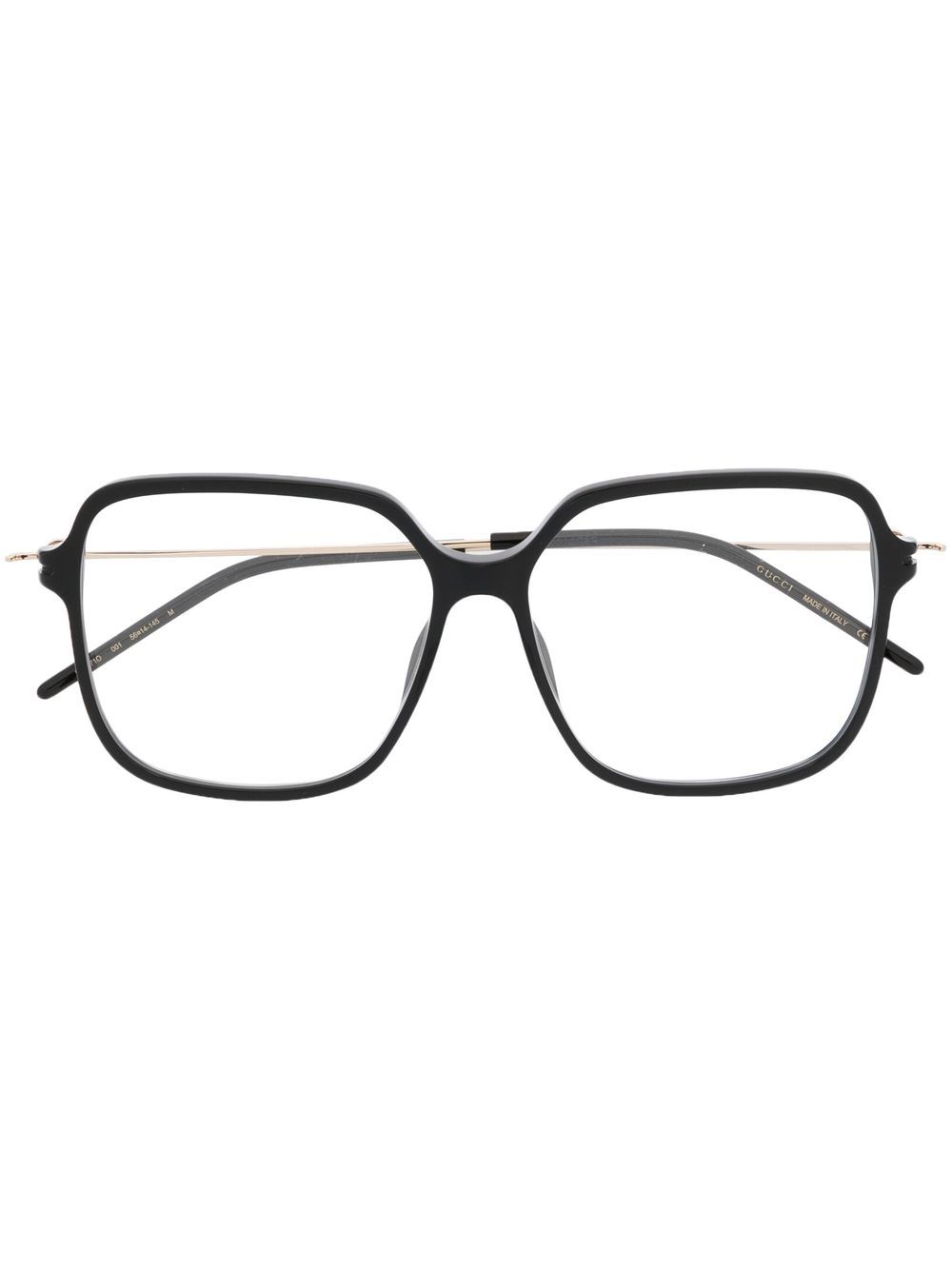 Gucci Eyewear logo雕刻方框眼镜 - 黑色