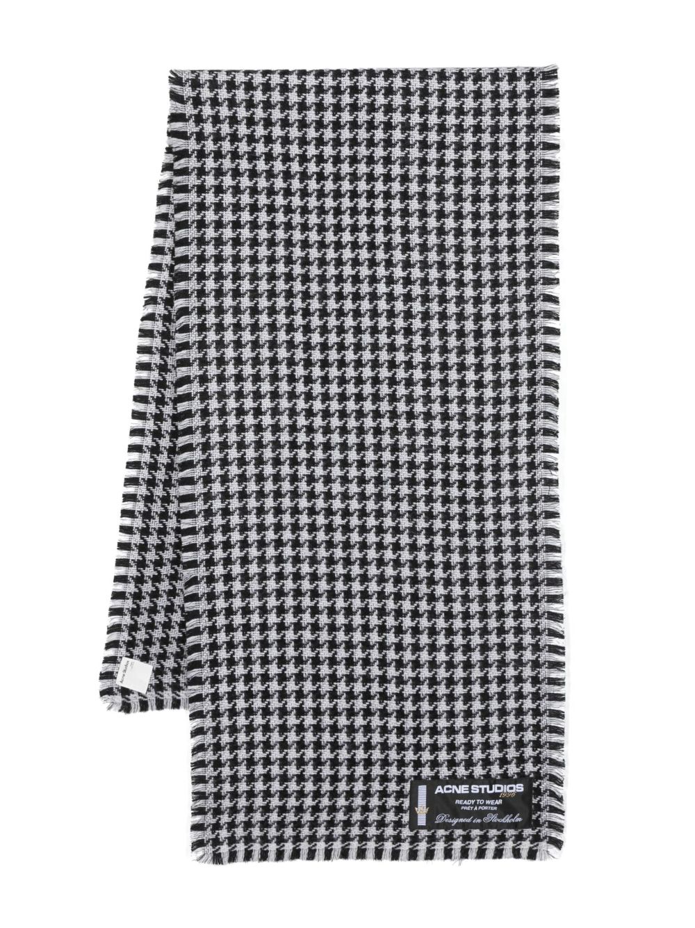 Acne Studios 千鸟格纹磨损边饰围巾 - 白色