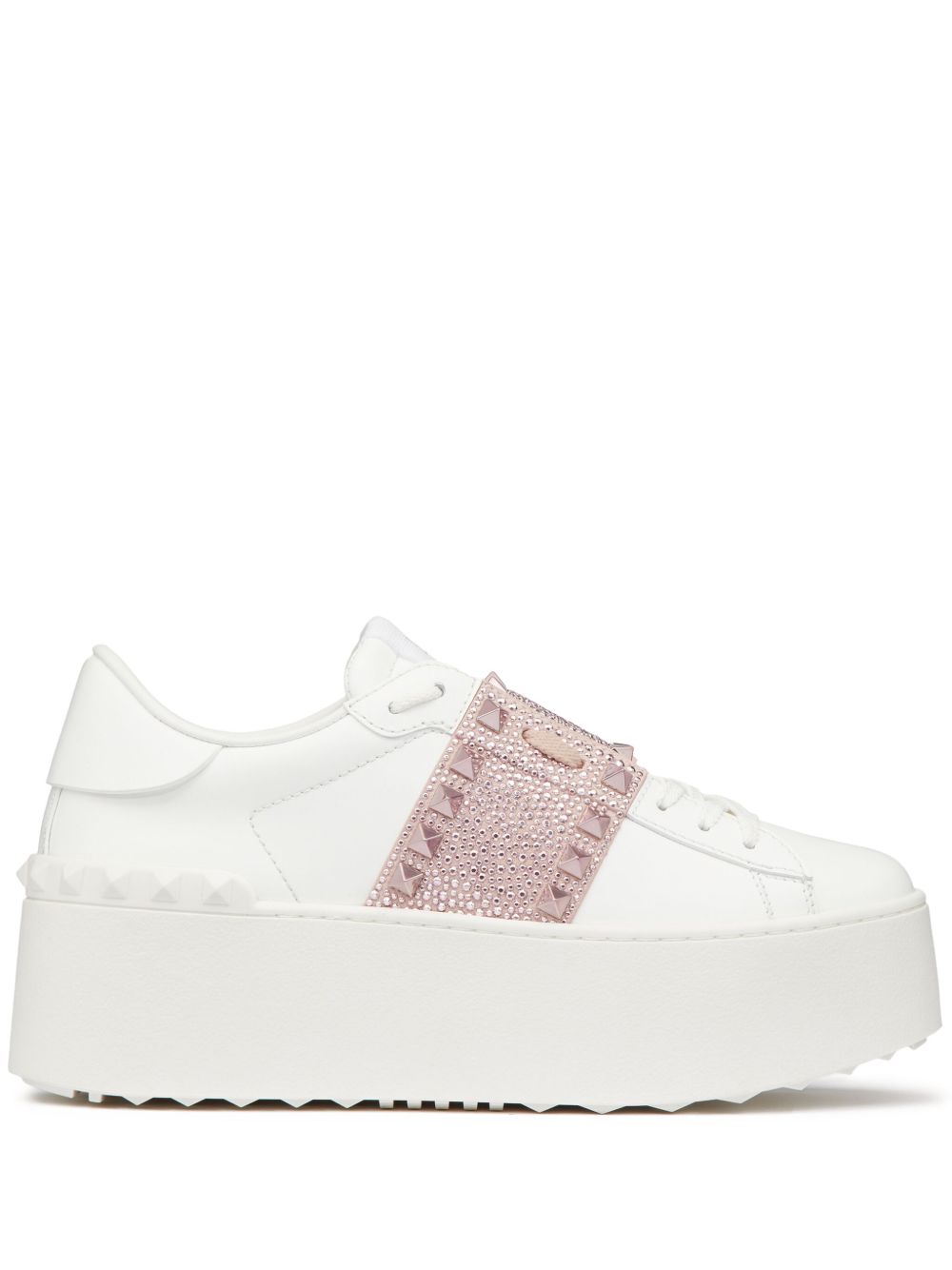 Valentino Garavani Rockstud Untitled 皮质厚底运动鞋 - 白色