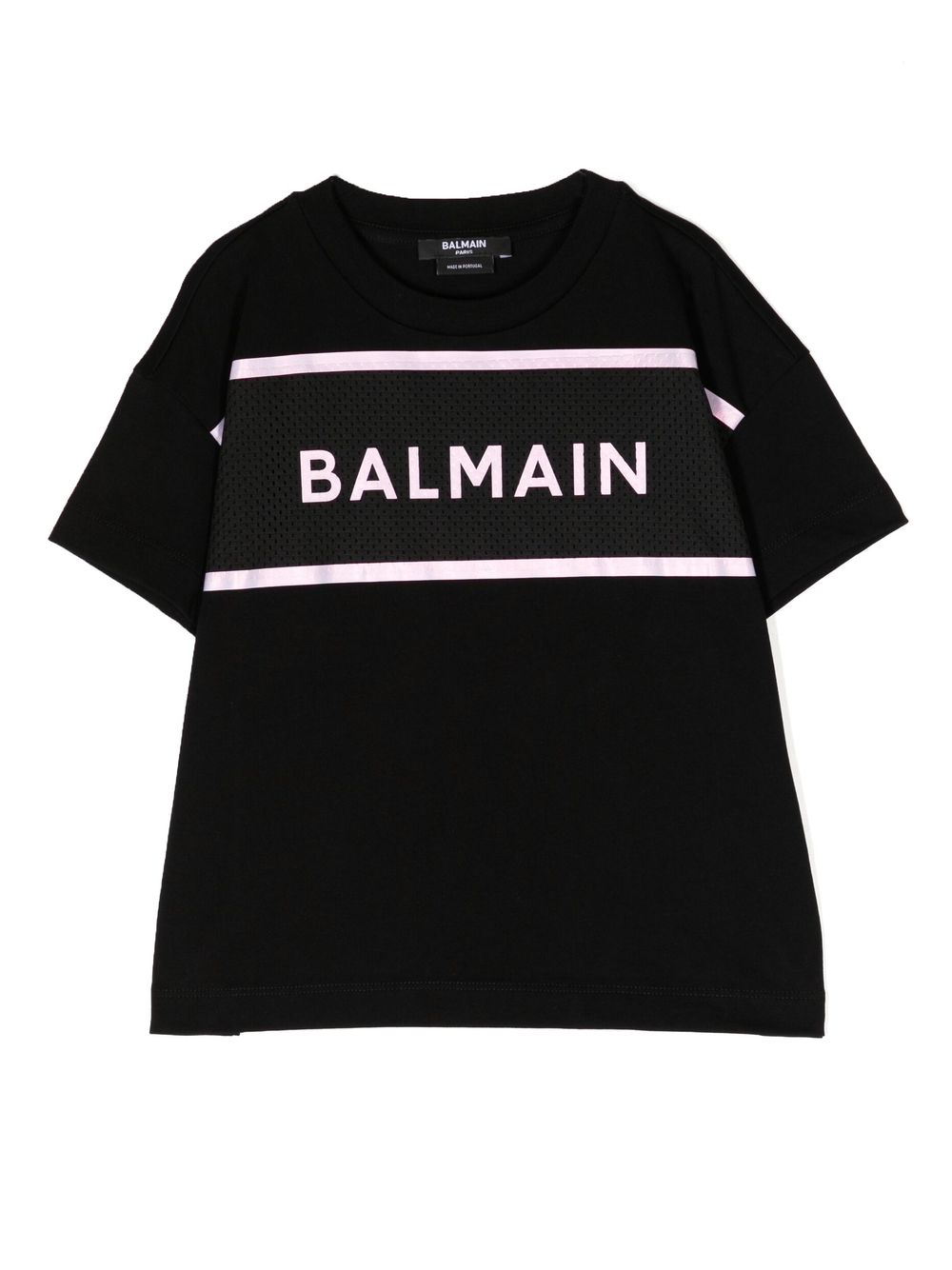 Balmain Kids logo印花棉T恤 - 黑色