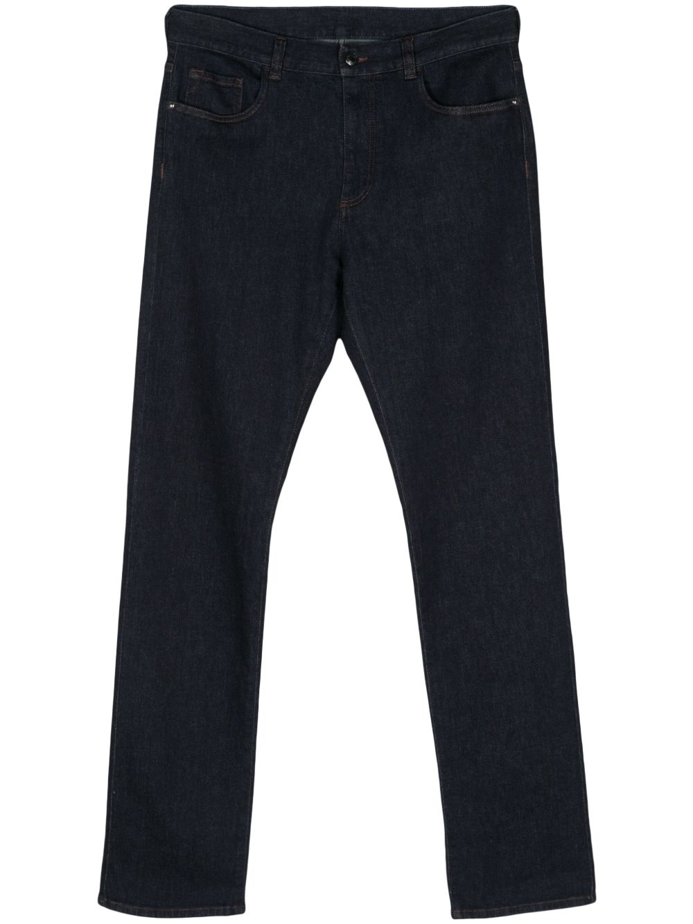 Canali 标贴直筒牛仔裤 - 蓝色