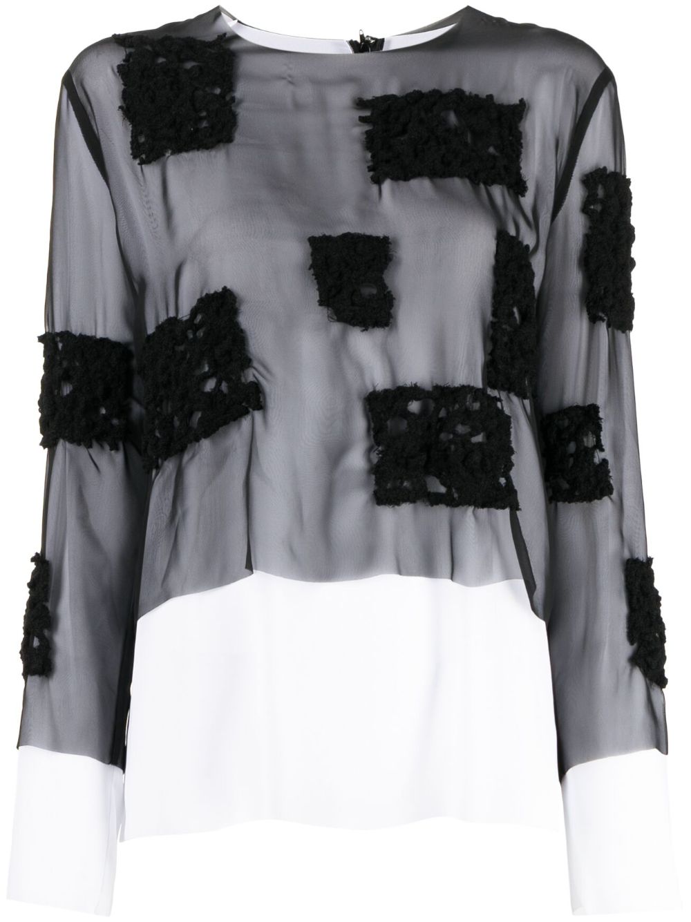 Comme Des Garçons 钩编针织-针织半透明罩衫 - 黑色