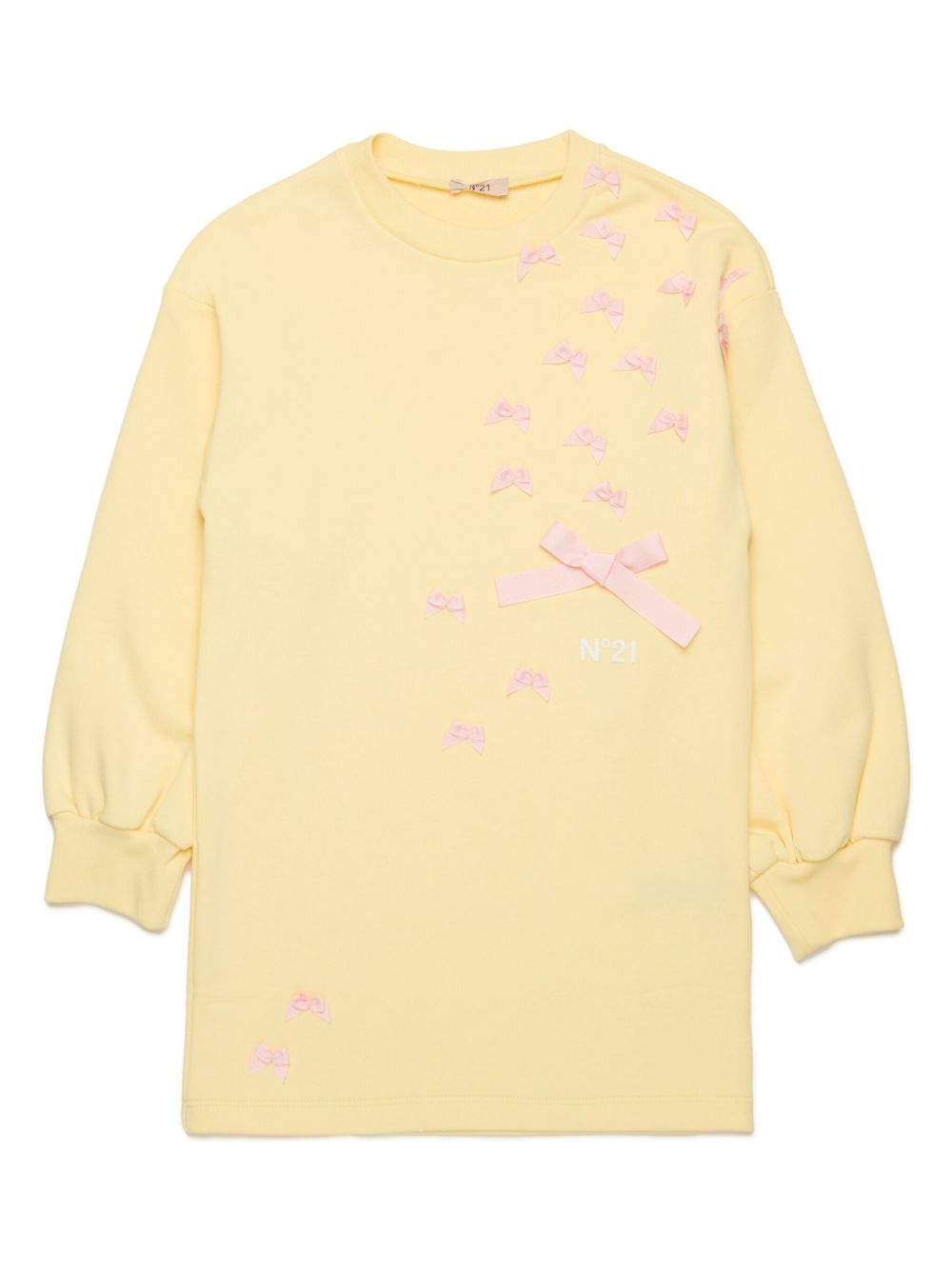 Nº21 Kids 蝴蝶结贴花卫衣式连衣裙 - 黄色