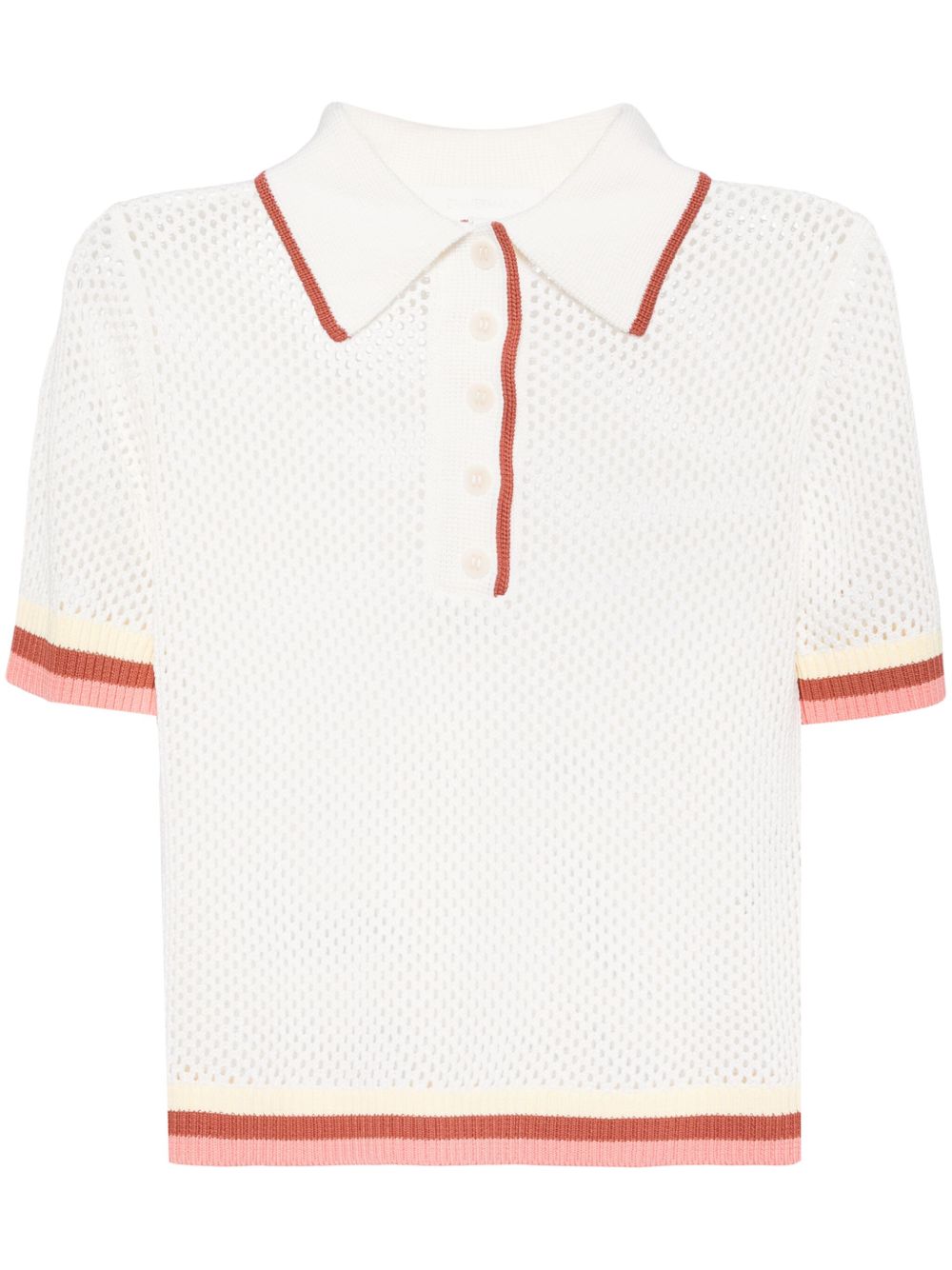ZIMMERMANN 钩编针织polo衫 - 白色