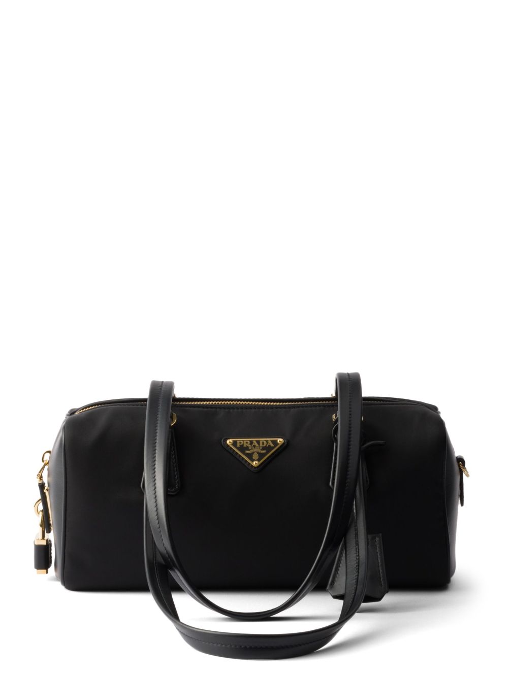Prada 中号再生尼龙皮质托特包 - 黑色
