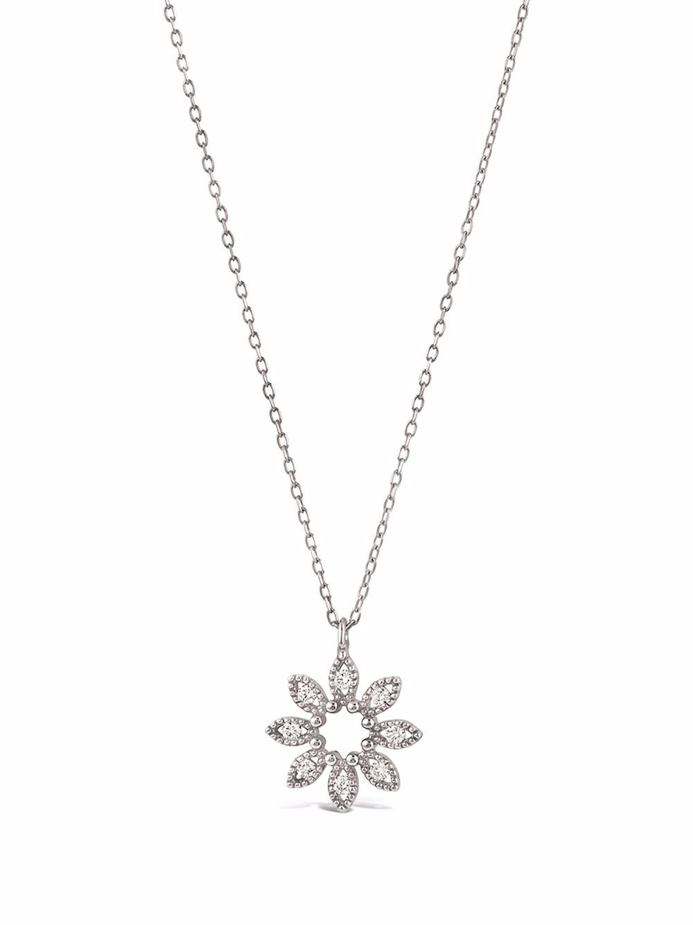 Dinny Hall 14K白金 Jasmine Flower 钻石项链 - 银色