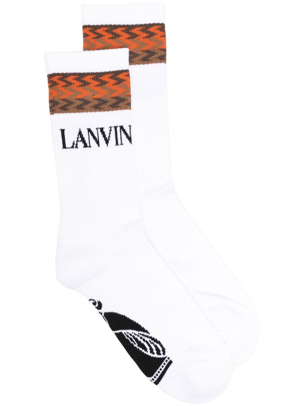Lanvin logo印花中筒针织袜 - 白色