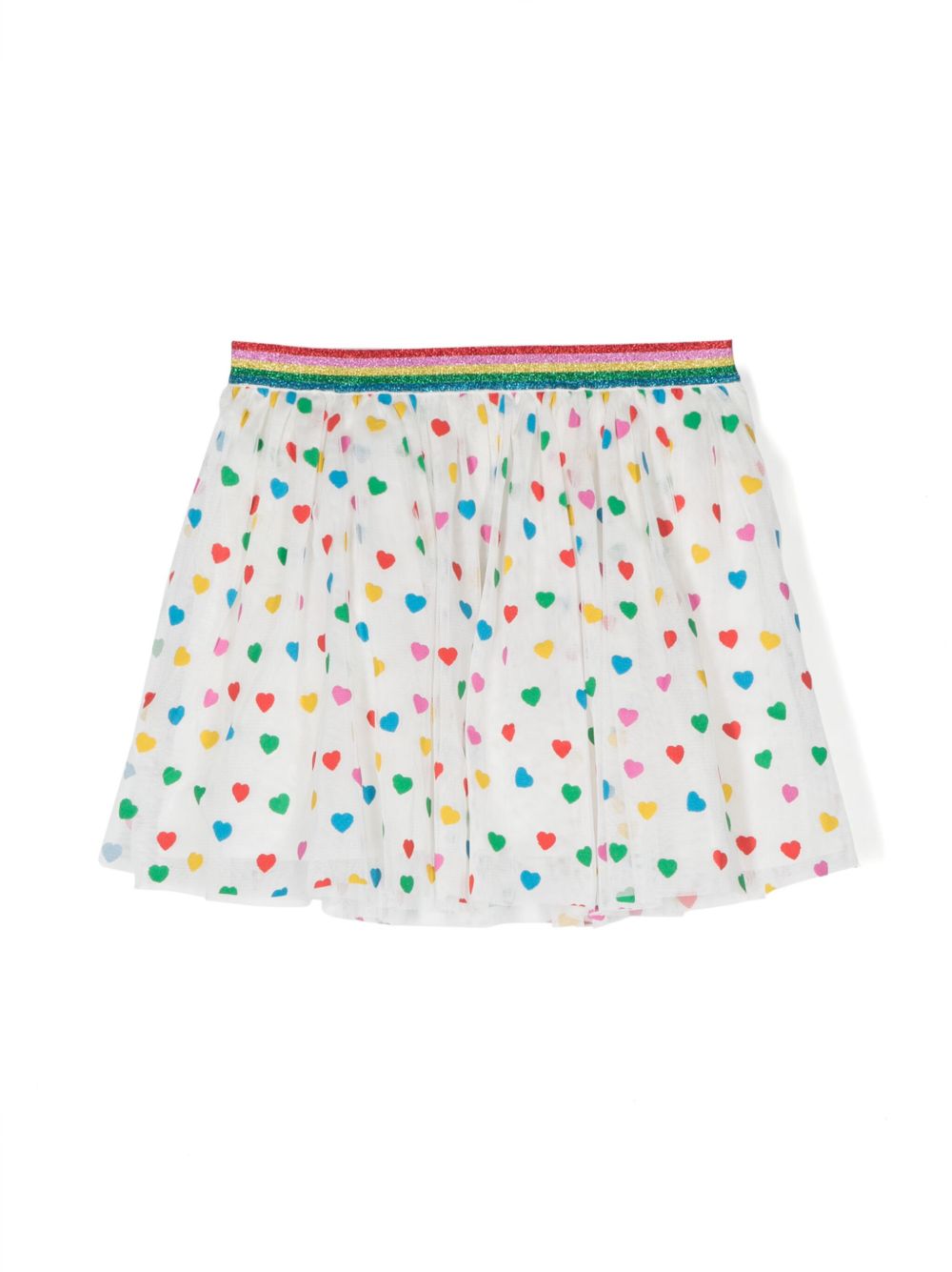 Stella McCartney Kids 心形图案薄纱迷你半身裙 - 白色