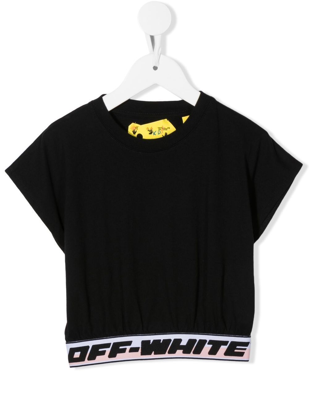 Off-White Kids logo饰带短袖T恤 - 黑色