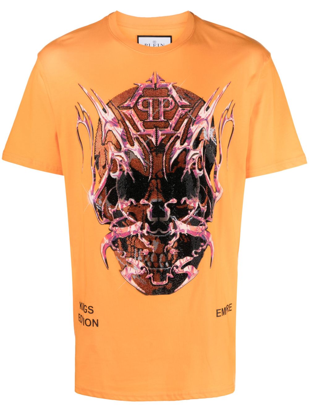 Philipp Plein SS Chrome logo印花棉T恤 - 橘色