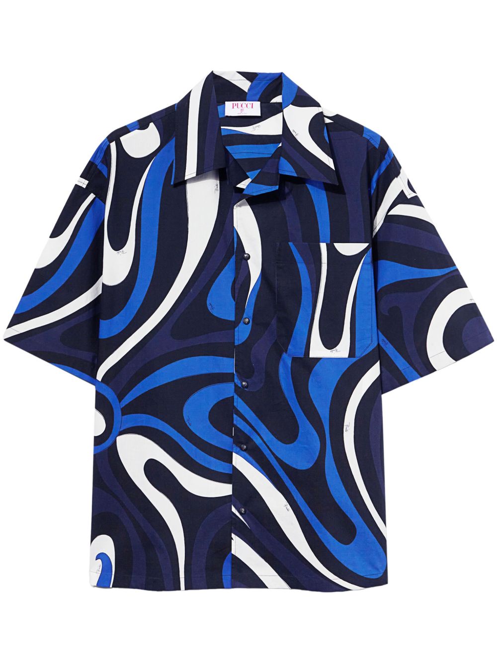 PUCCI Marmo 印花棉衬衫 - 蓝色