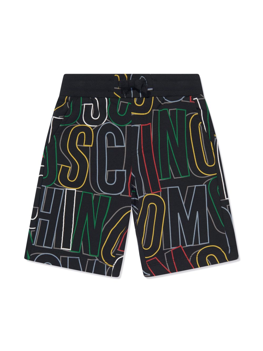 Moschino Kids logo印花棉短裤 - 黑色
