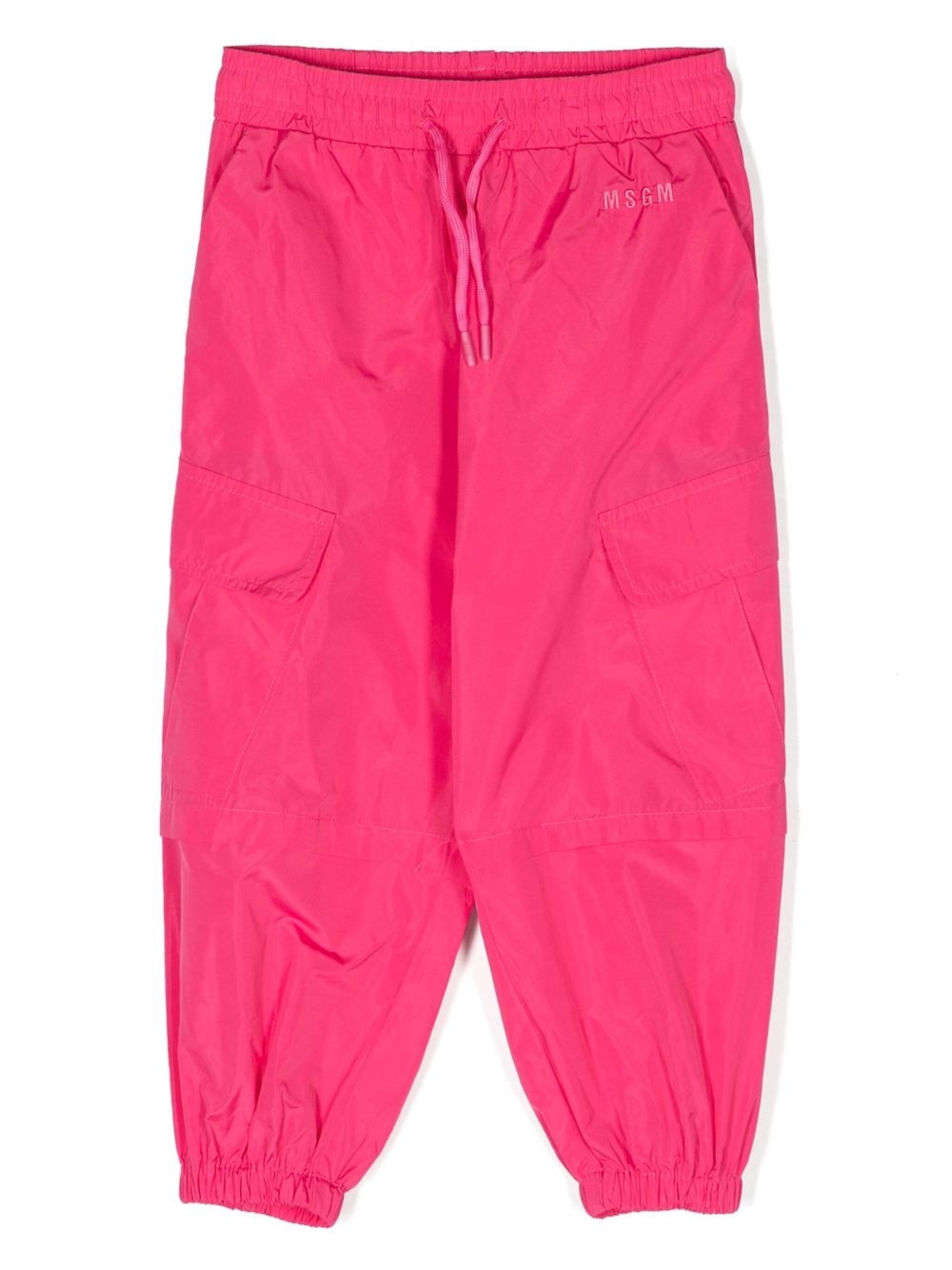 MSGM Kids logo刺绣工装裤 - 粉色