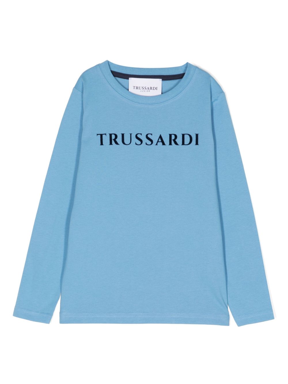 TRUSSARDI JUNIOR logo印花长袖T恤 - 蓝色