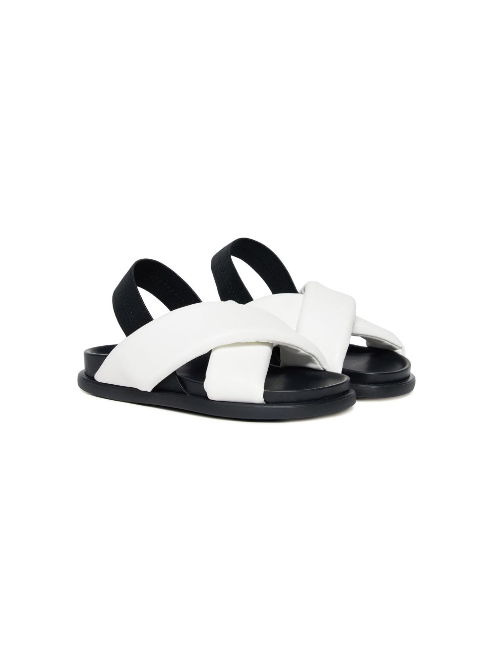 Marni Kids 人造皮革交叉带凉鞋 - 白色
