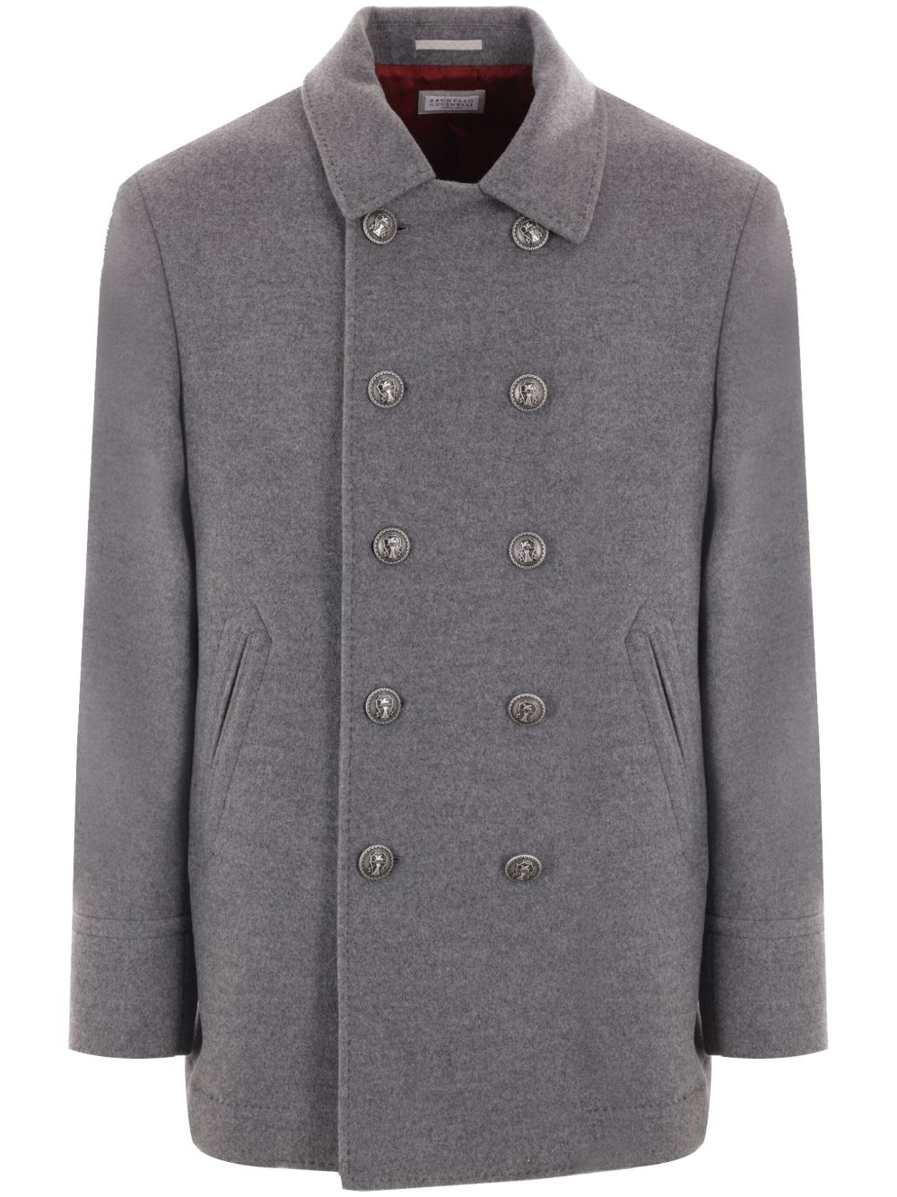 Brunello Cucinelli 毛毡羊绒水手短外套 - 灰色