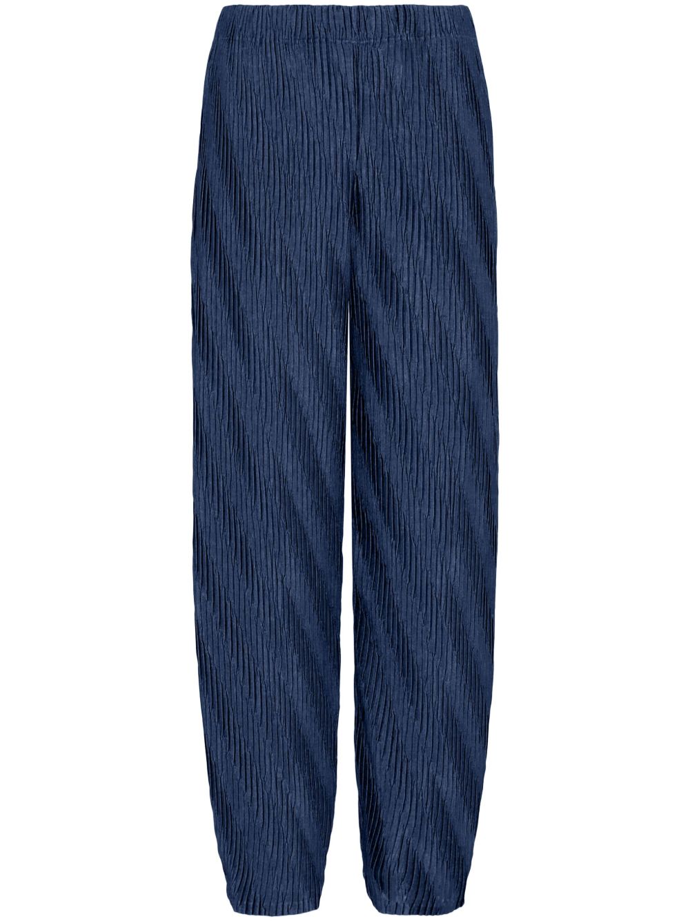 Giorgio Armani 高腰褶饰长裤 - 蓝色