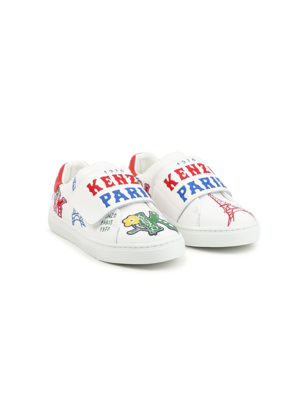 Kenzo Kids logo刺绣板鞋 - 白色