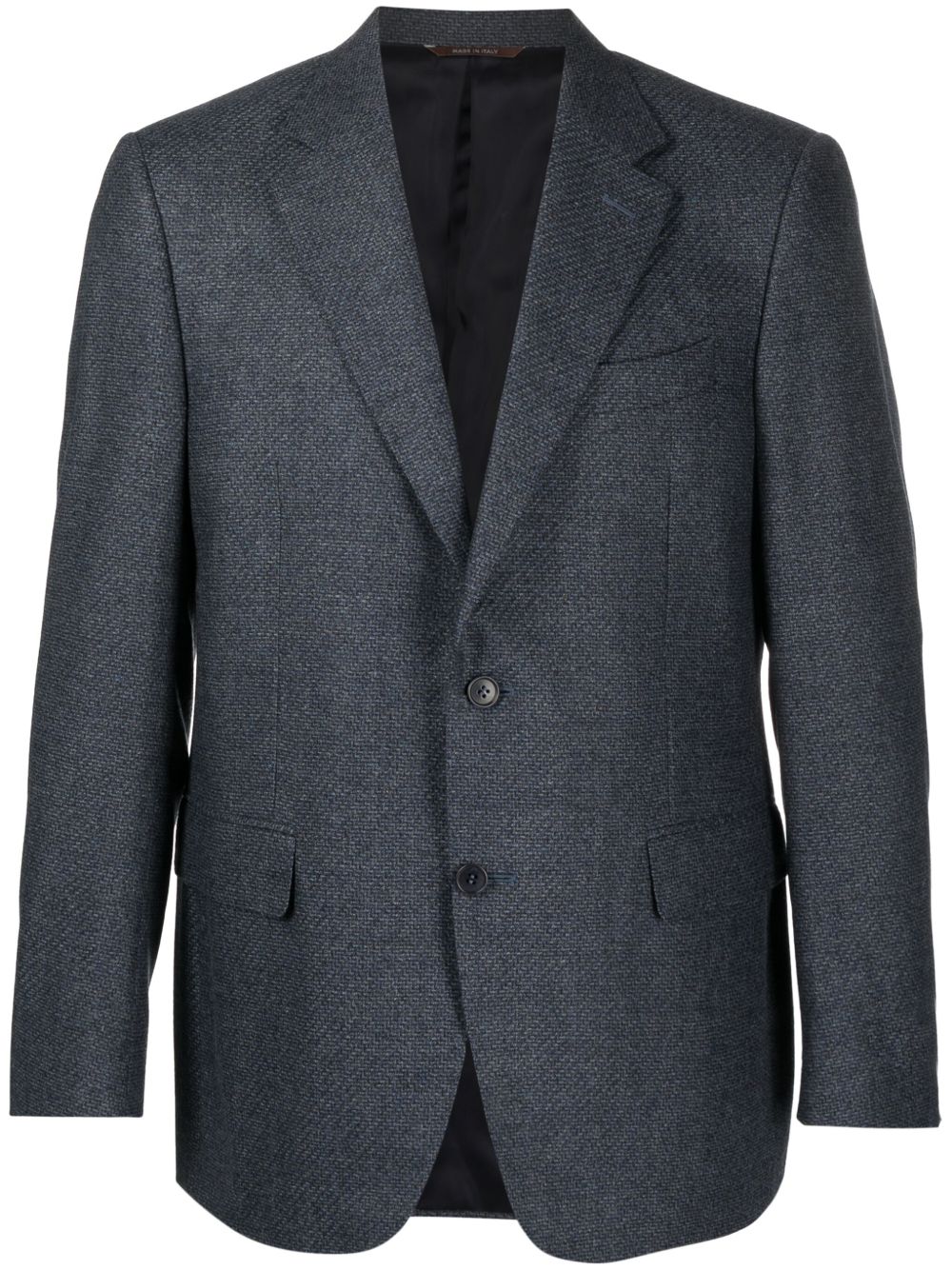 Canali 斜纹布编织羊毛西装夹克 - 蓝色
