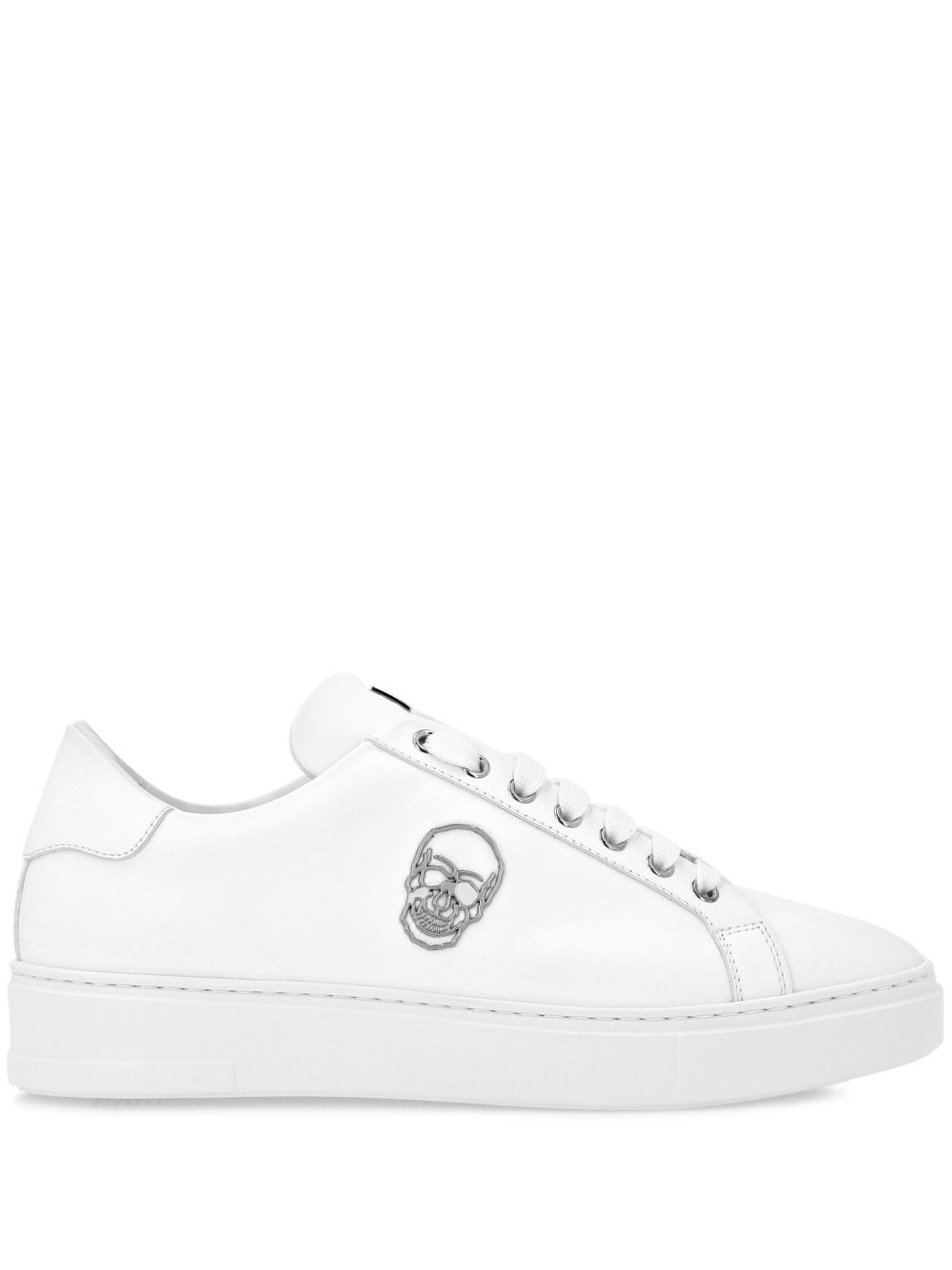 Philipp Plein 皮质系带运动鞋 - 白色