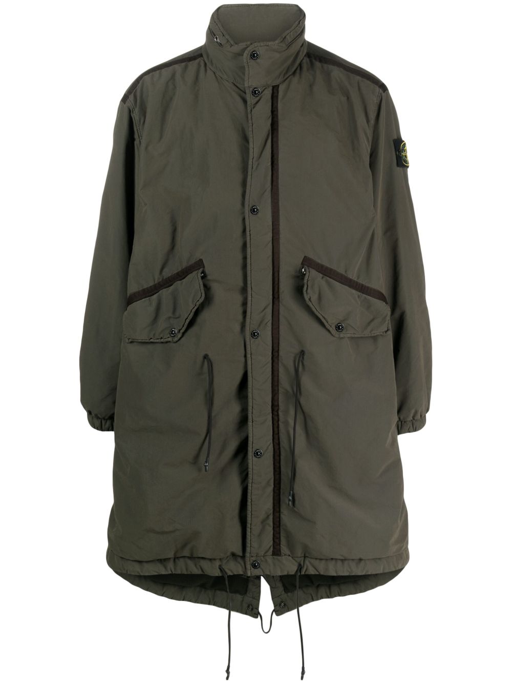 Stone Island David 罗盘徽章长款雨衣 - 绿色