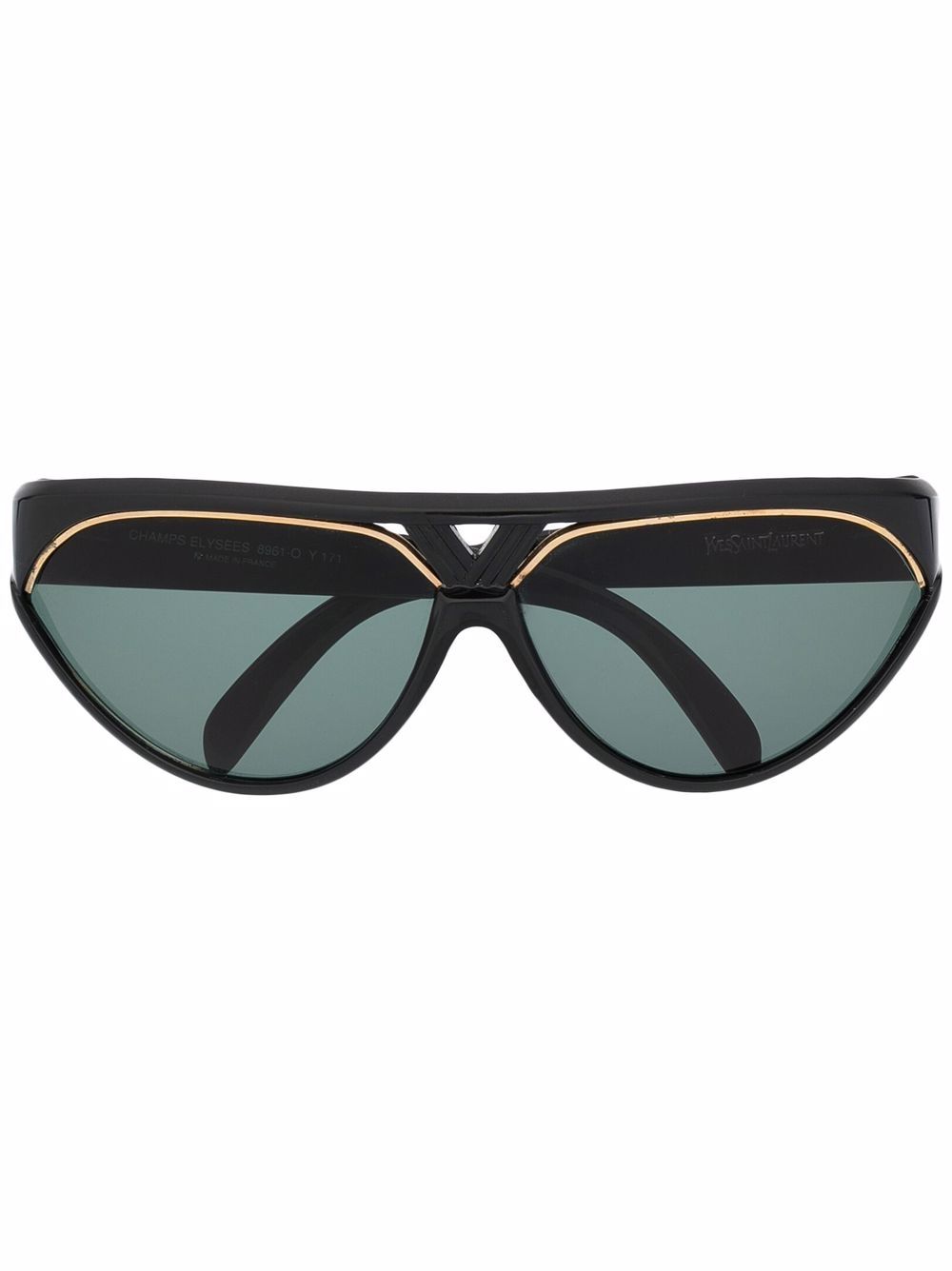 Saint Laurent Pre-Owned 几何镜框太阳眼镜（1980年代典藏款） - 黑色